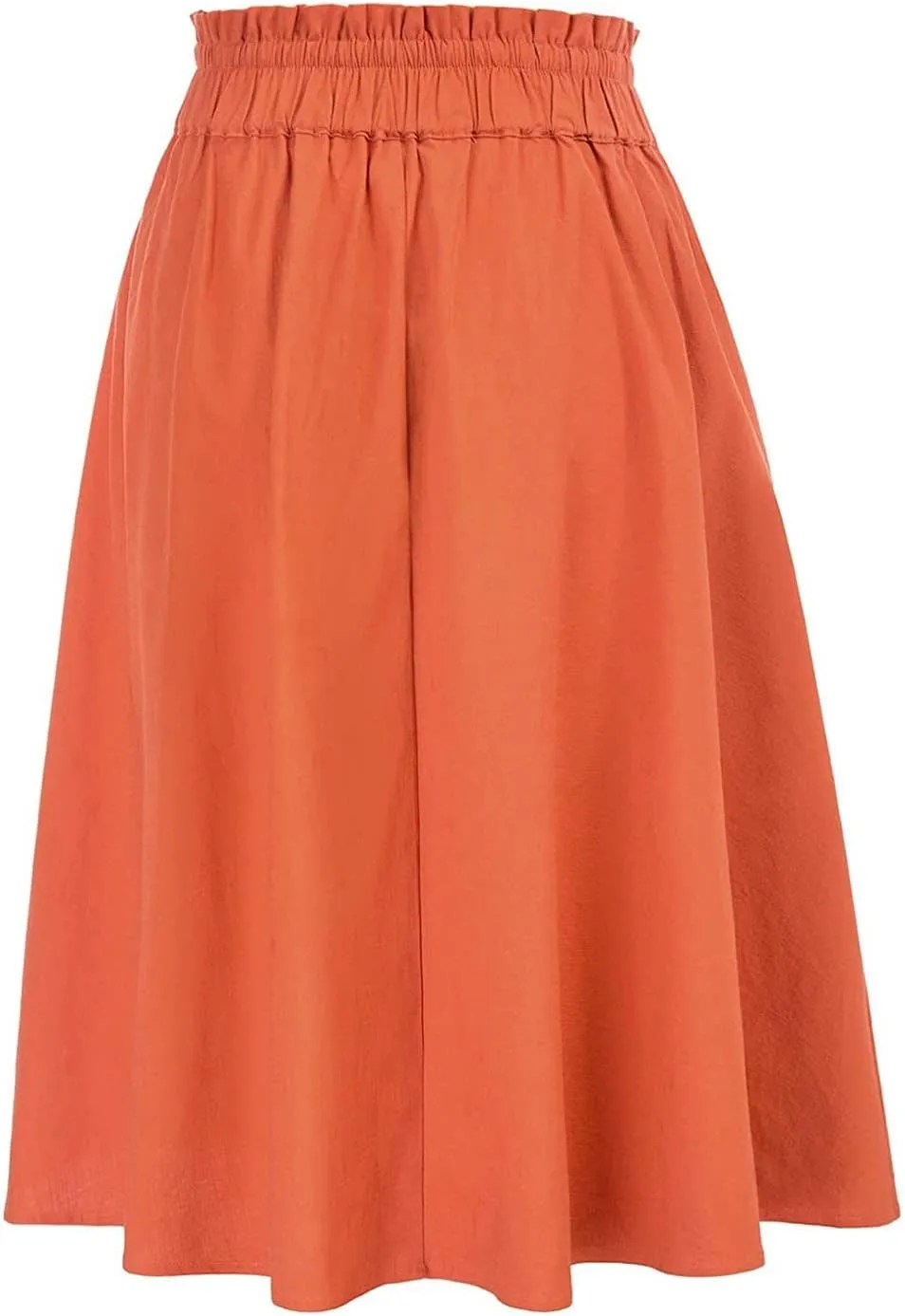 Rvidbe Women's Drawstring High Waisted Midi Skirts with Pockets Summer Casual Flowy Pleated A-Line Flared Cotton Skirts