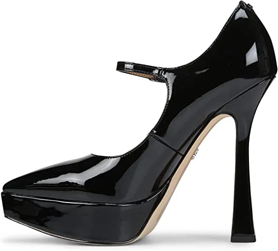 Sam Edelman Arie Black Patent Stiletto Heel Mary Jane Pointed Toe Fashion Pumps