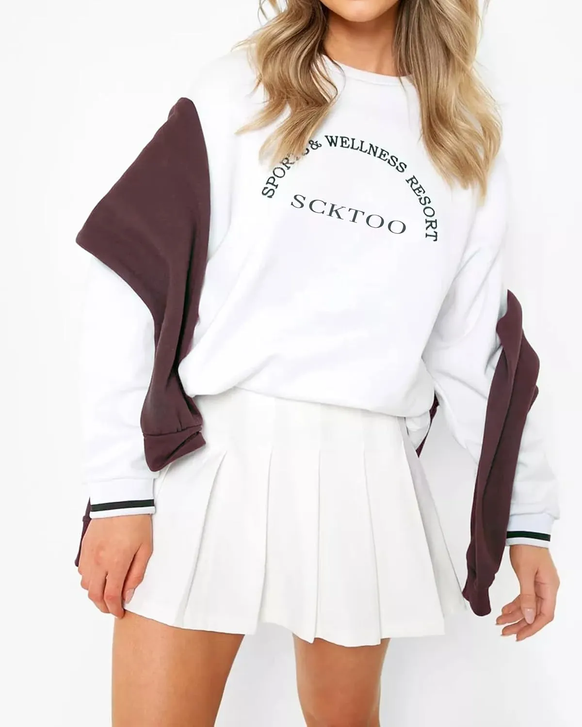 SCKTOO Womens Girl High Waisted Pleated Tennis Skirt School A-Line Skater Skirts with Lining Shorts