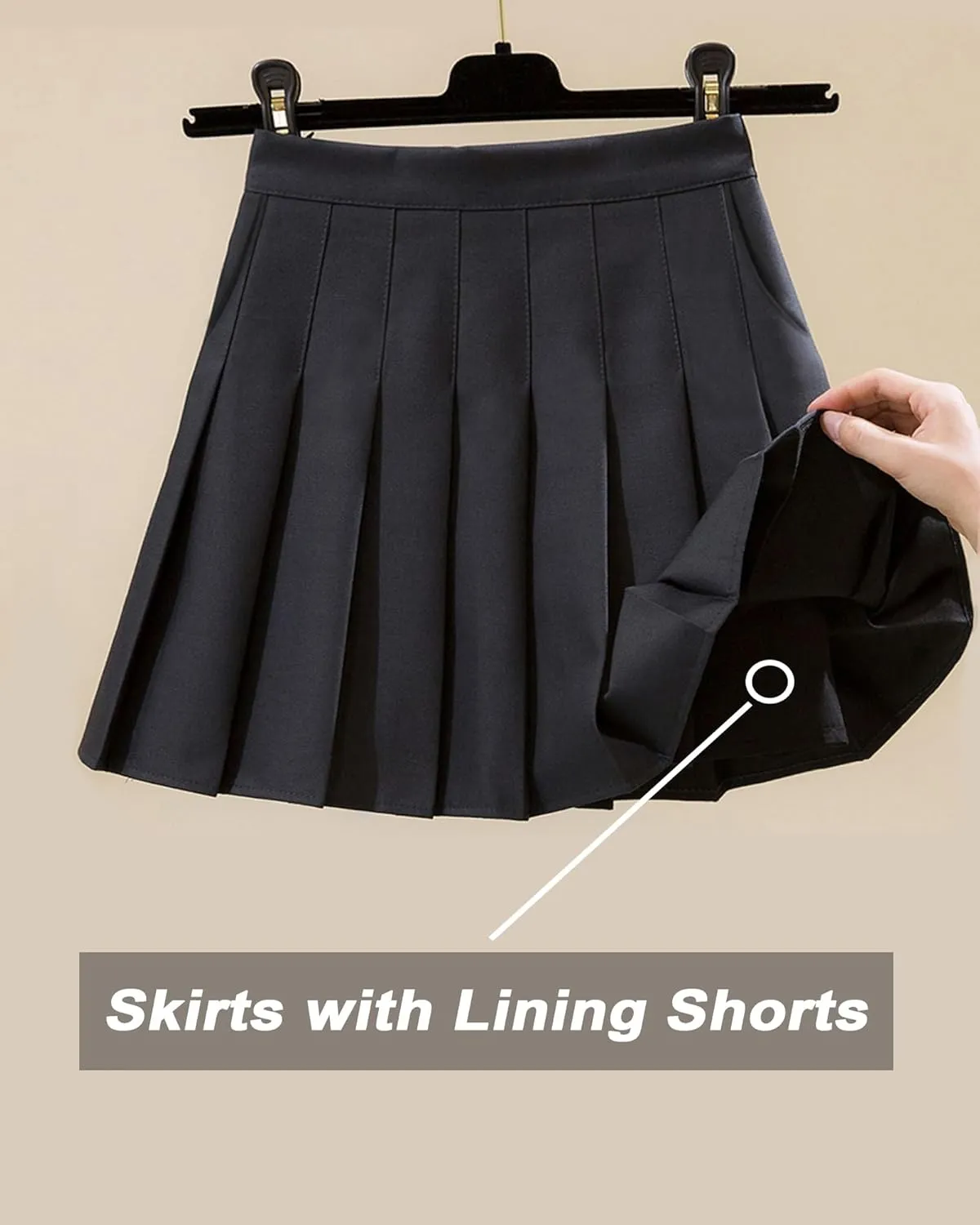 SCKTOO Womens Girl High Waisted Pleated Tennis Skirt School A-Line Skater Skirts with Lining Shorts
