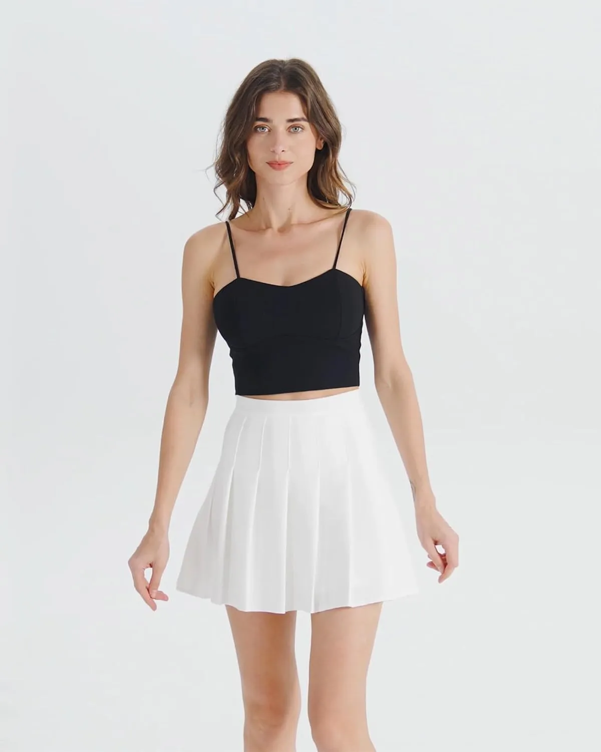 SCKTOO Womens Girl High Waisted Pleated Tennis Skirt School A-Line Skater Skirts with Lining Shorts