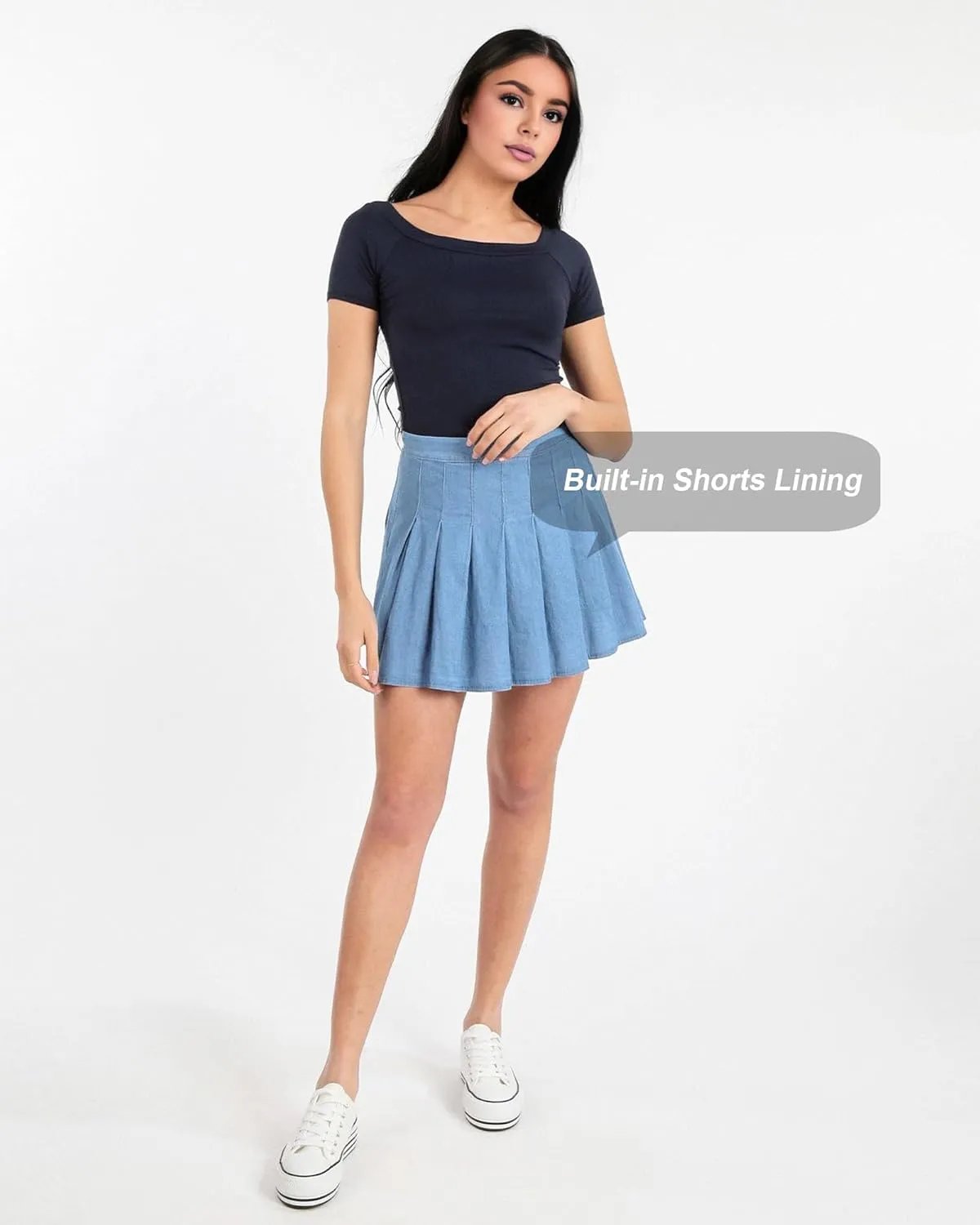 SCKTOO Womens Girl High Waisted Pleated Tennis Skirt School A-Line Skater Skirts with Lining Shorts