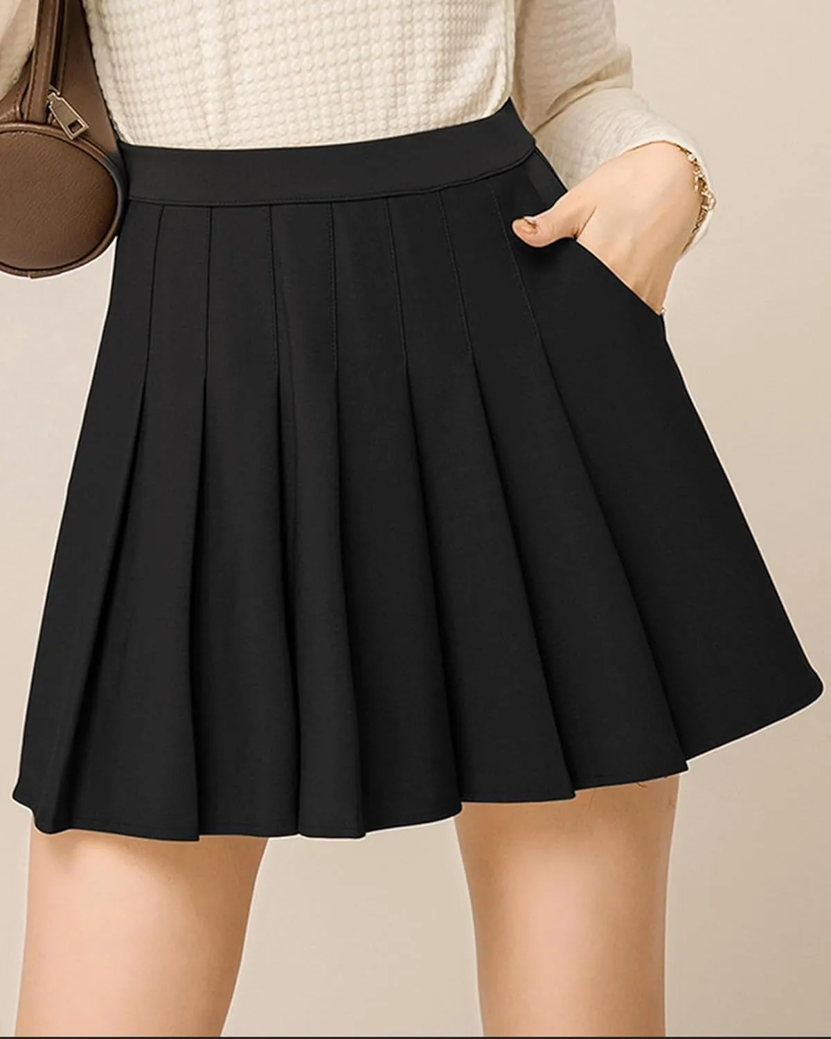 SCKTOO Womens Girl High Waisted Pleated Tennis Skirt School A-Line Skater Skirts with Lining Shorts