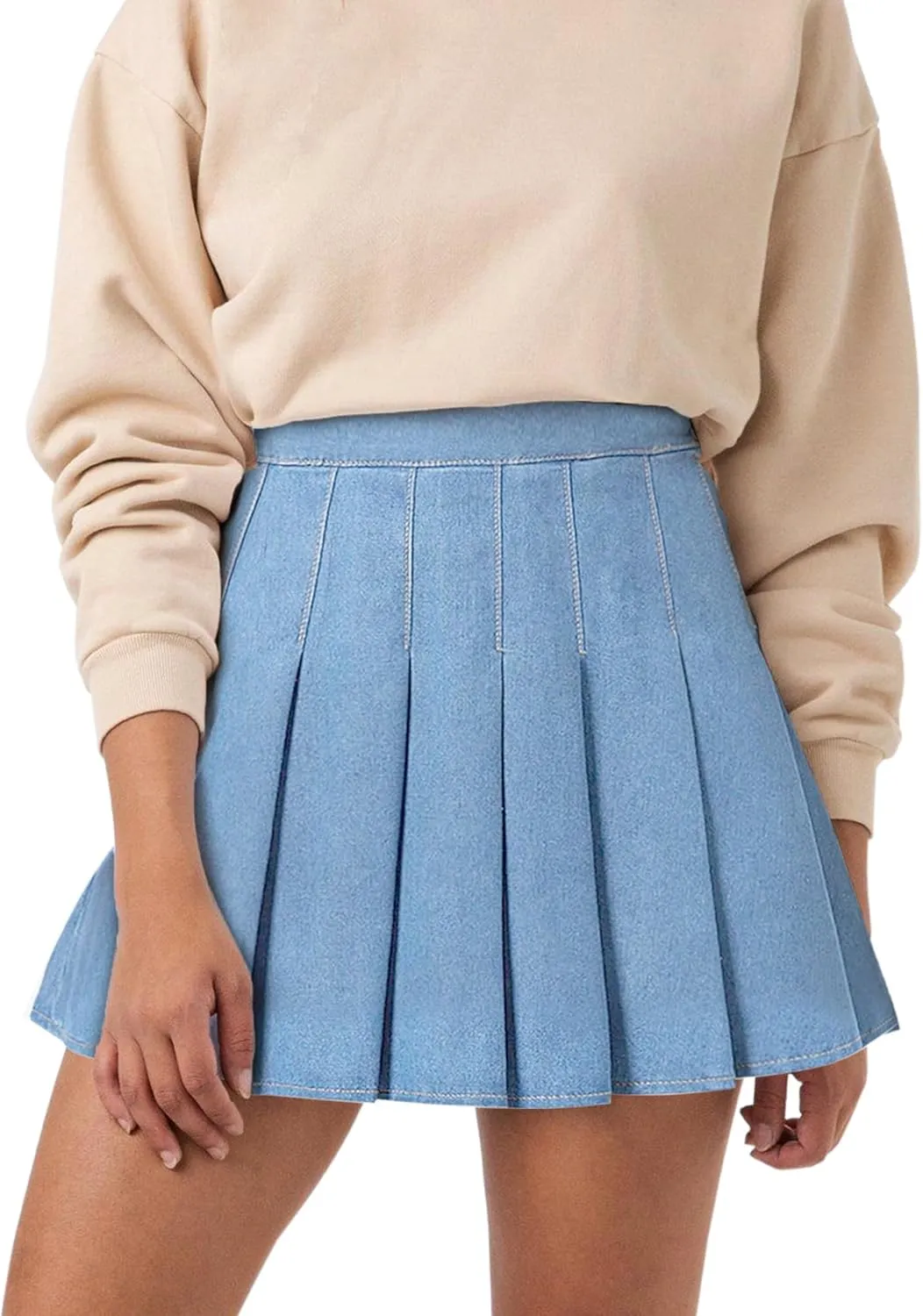 SCKTOO Womens Girl High Waisted Pleated Tennis Skirt School A-Line Skater Skirts with Lining Shorts