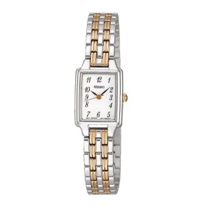 Seiko Ladies Rectangle Two Tone Watch Model SXGL61P-9