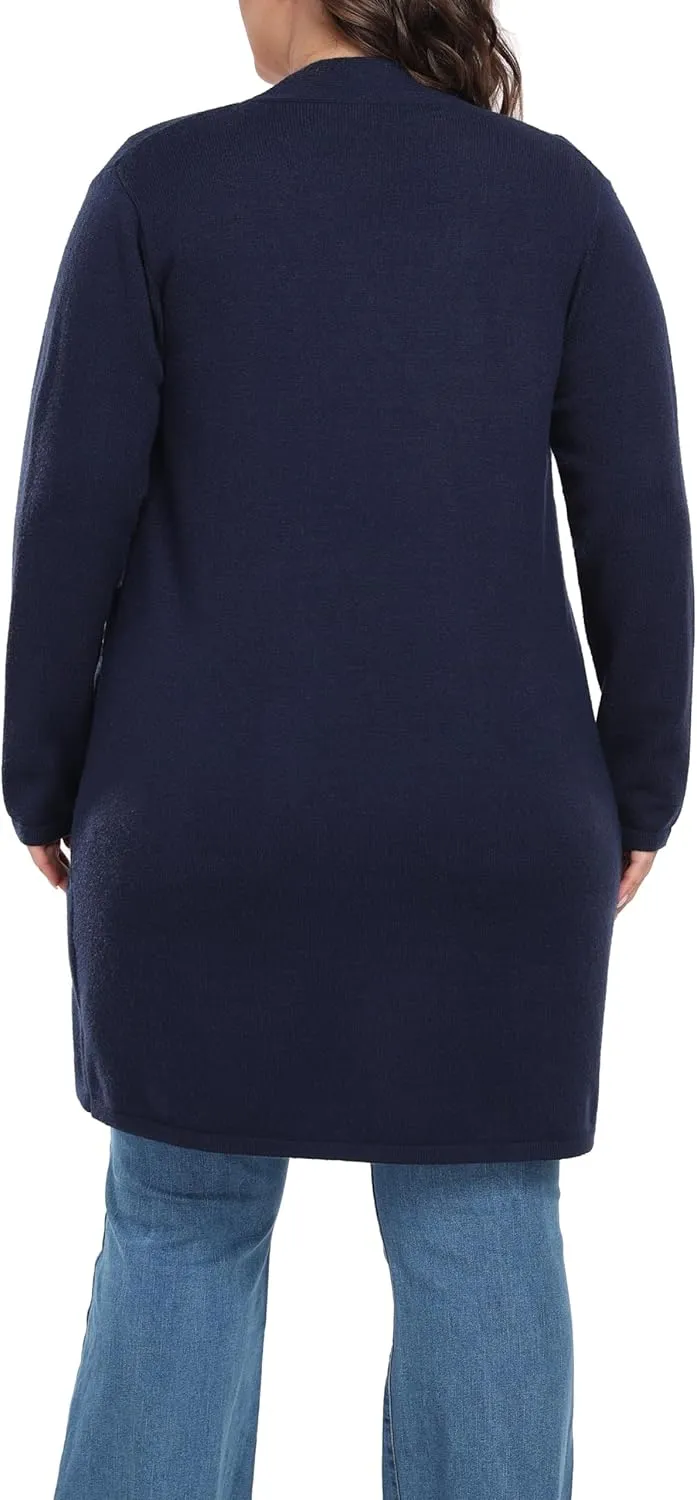 Shiaili Long Plus Size Sweater Cardigan Easy Close Open Front Coat for Women