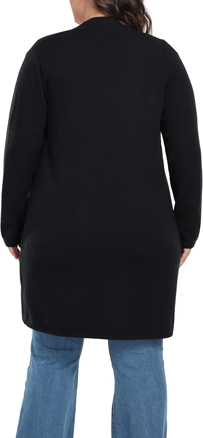Shiaili Long Plus Size Sweater Cardigan Easy Close Open Front Coat for Women