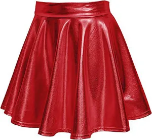 Skirt for Party Women's Fashion High Waist Pleated Solid Color Short Dress Loose Fit Skirts Metallic Summer Outfit