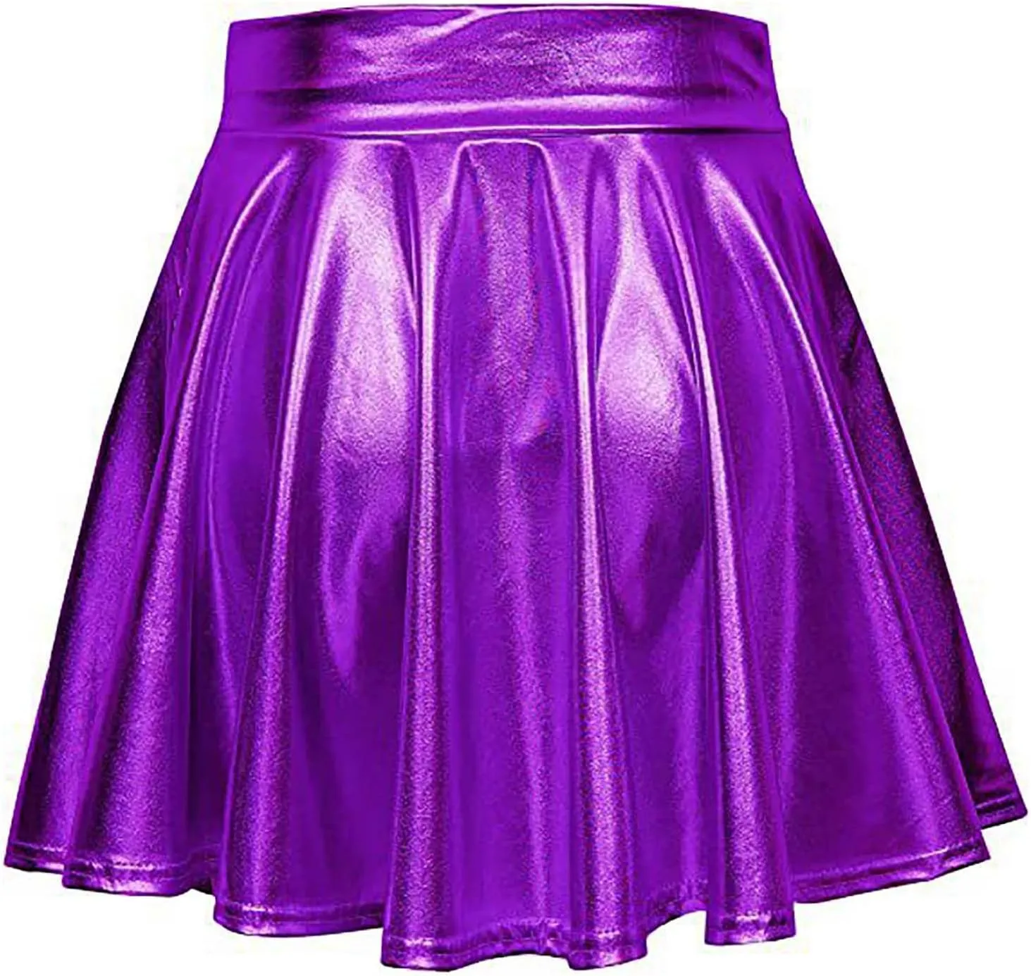 Skirt for Party Women's Fashion High Waist Pleated Solid Color Short Dress Loose Fit Skirts Metallic Summer Outfit