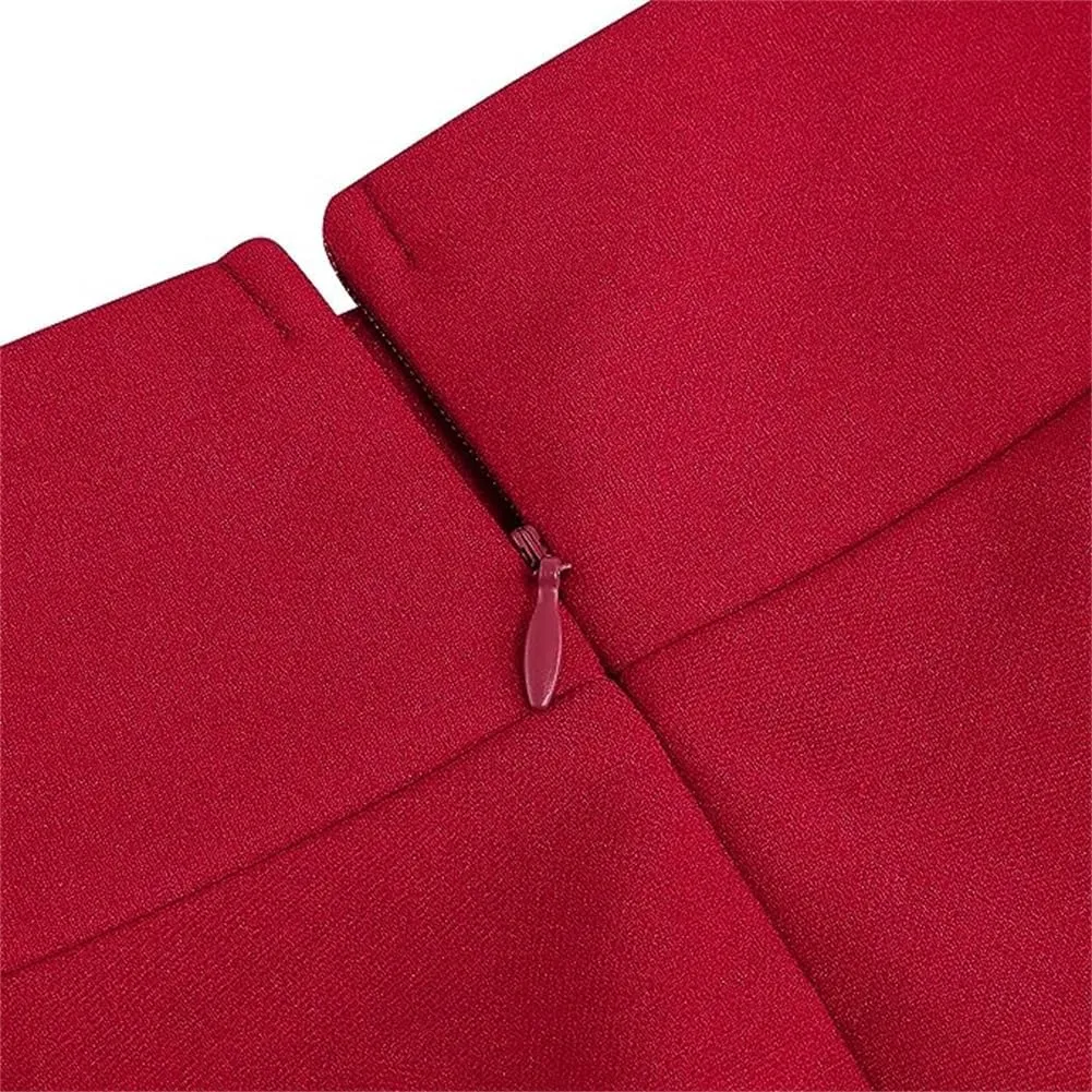 Sorrica Women's Vintage Pleated Midi Skirts High Waist A-line Flared Skater Skirts with Pockets