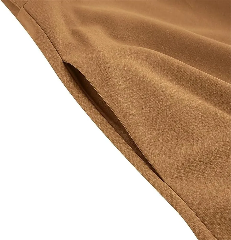 Sorrica Women's Vintage Pleated Midi Skirts High Waist A-line Flared Skater Skirts with Pockets