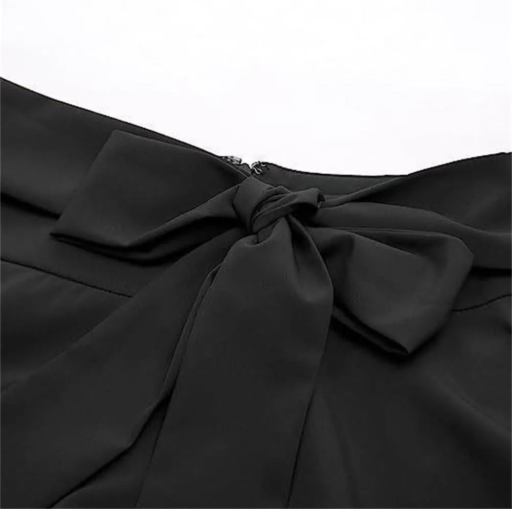 Sorrica Women's Vintage Pleated Midi Skirts High Waist A-line Flared Skater Skirts with Pockets