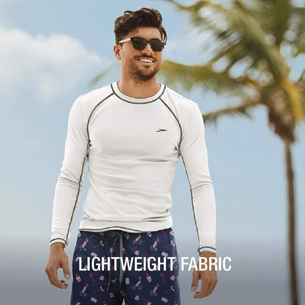 Speedo Men's UV Swim Shirt Long Sleeve Loose Fit Easy Tee