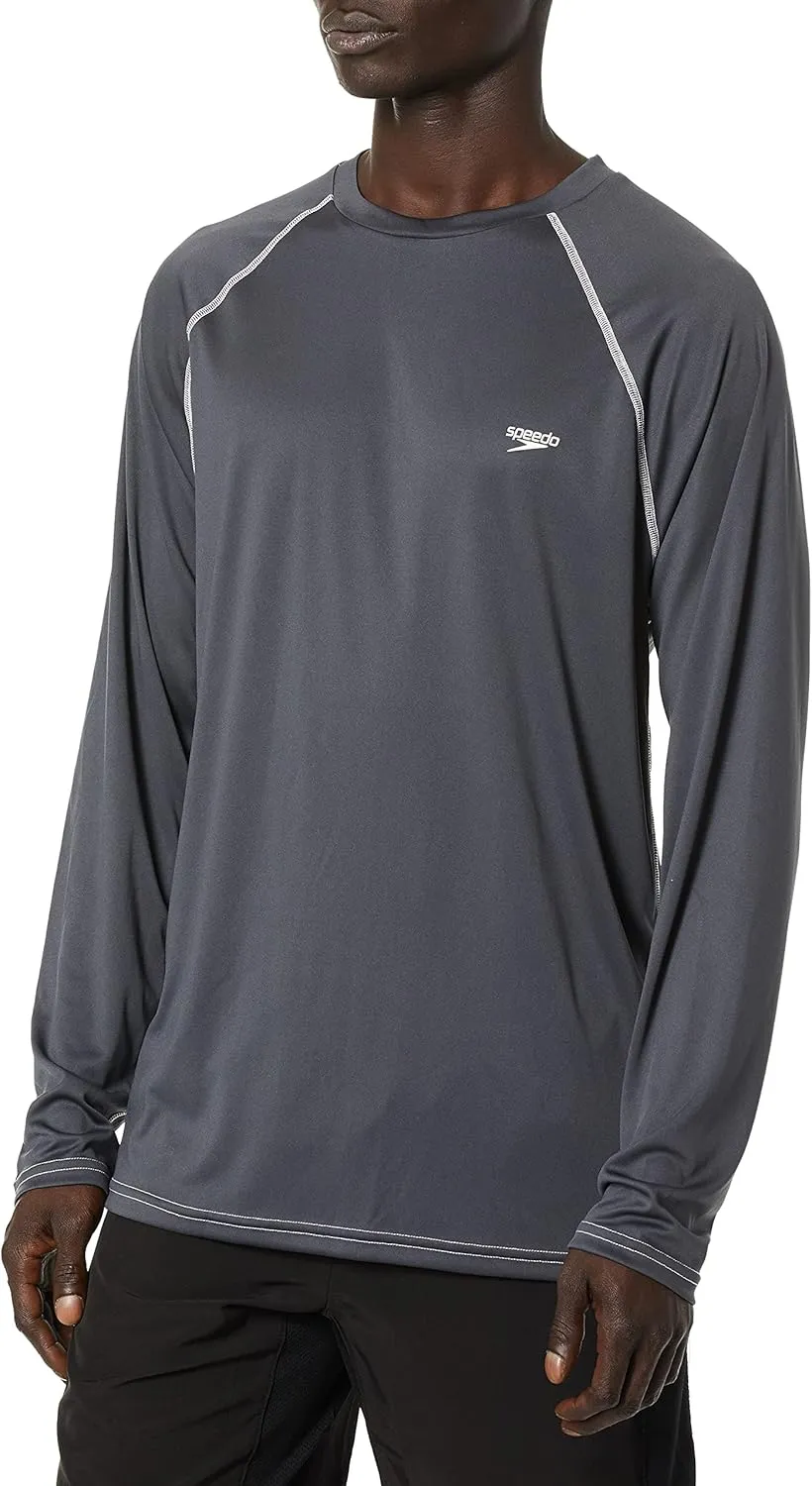 Speedo Men's UV Swim Shirt Long Sleeve Loose Fit Easy Tee