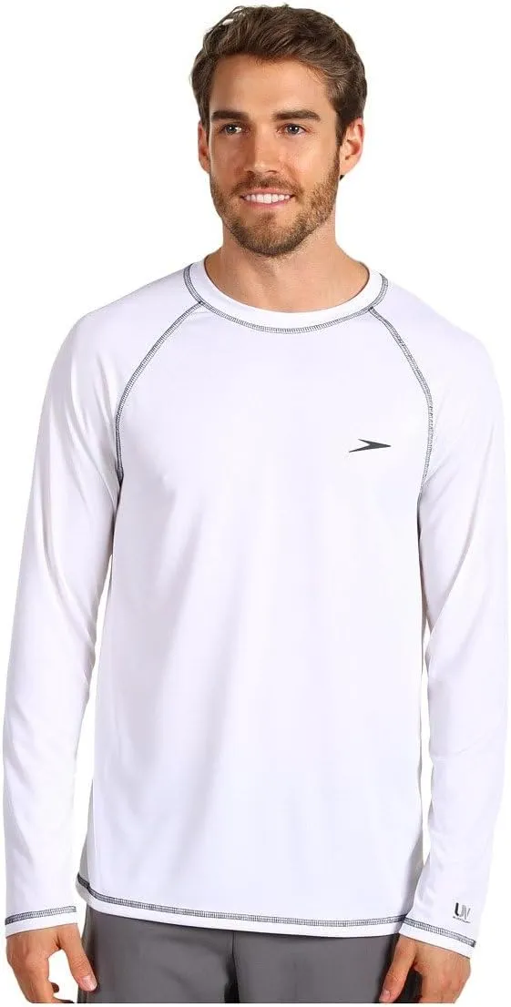 Speedo Men's UV Swim Shirt Long Sleeve Loose Fit Easy Tee