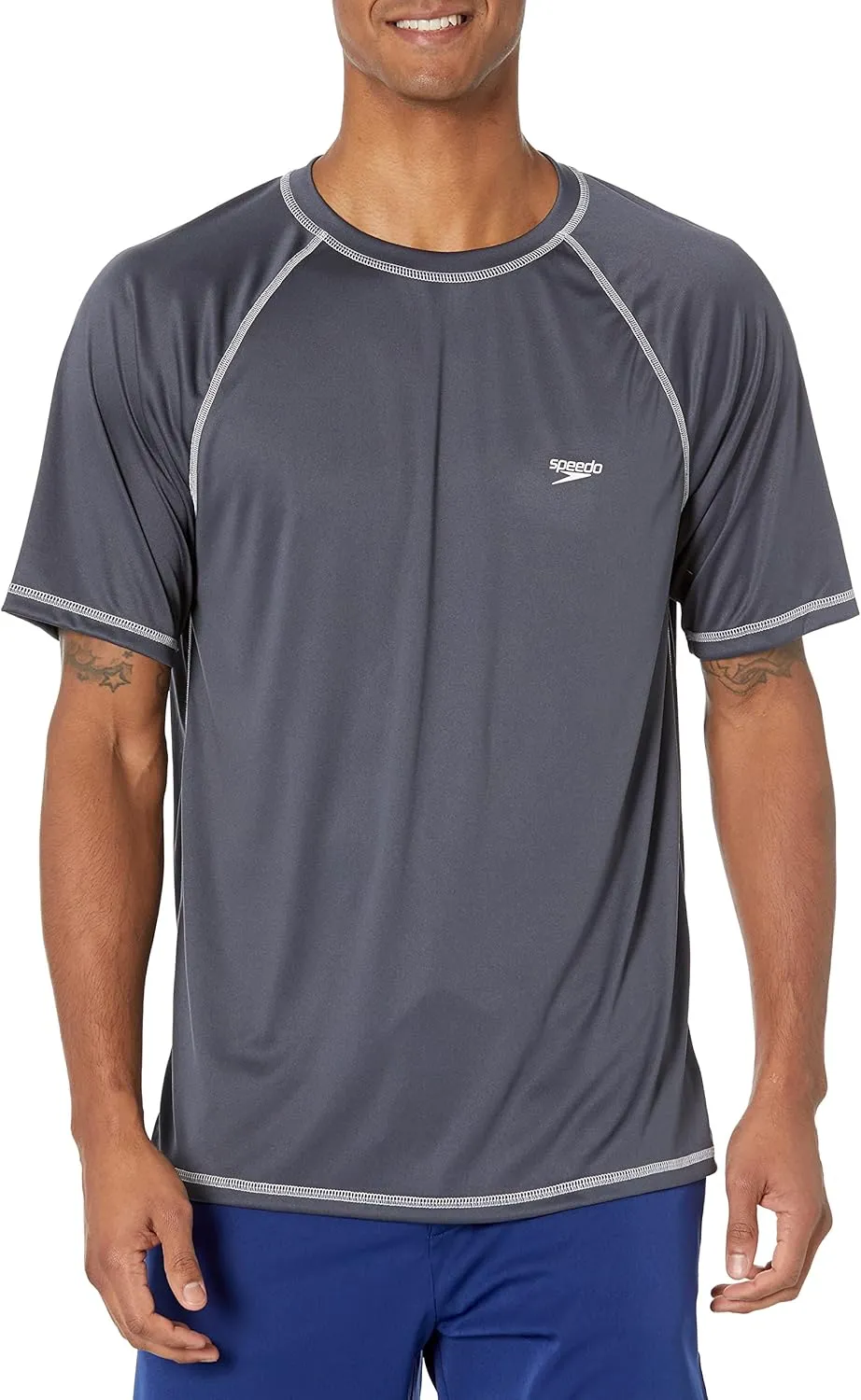 Speedo Men's UV Swim Shirt Short Sleeve Loose Fit Easy Tee