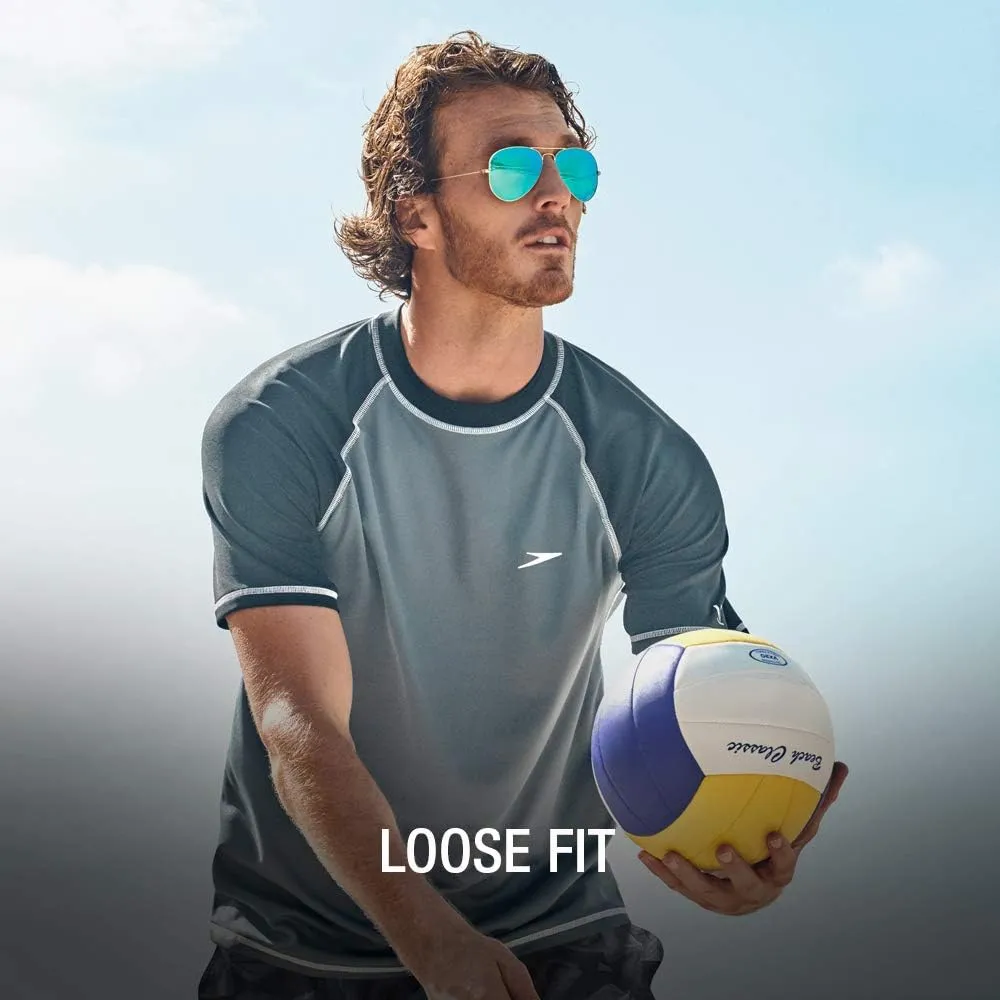 Speedo Men's UV Swim Shirt Short Sleeve Loose Fit Easy Tee