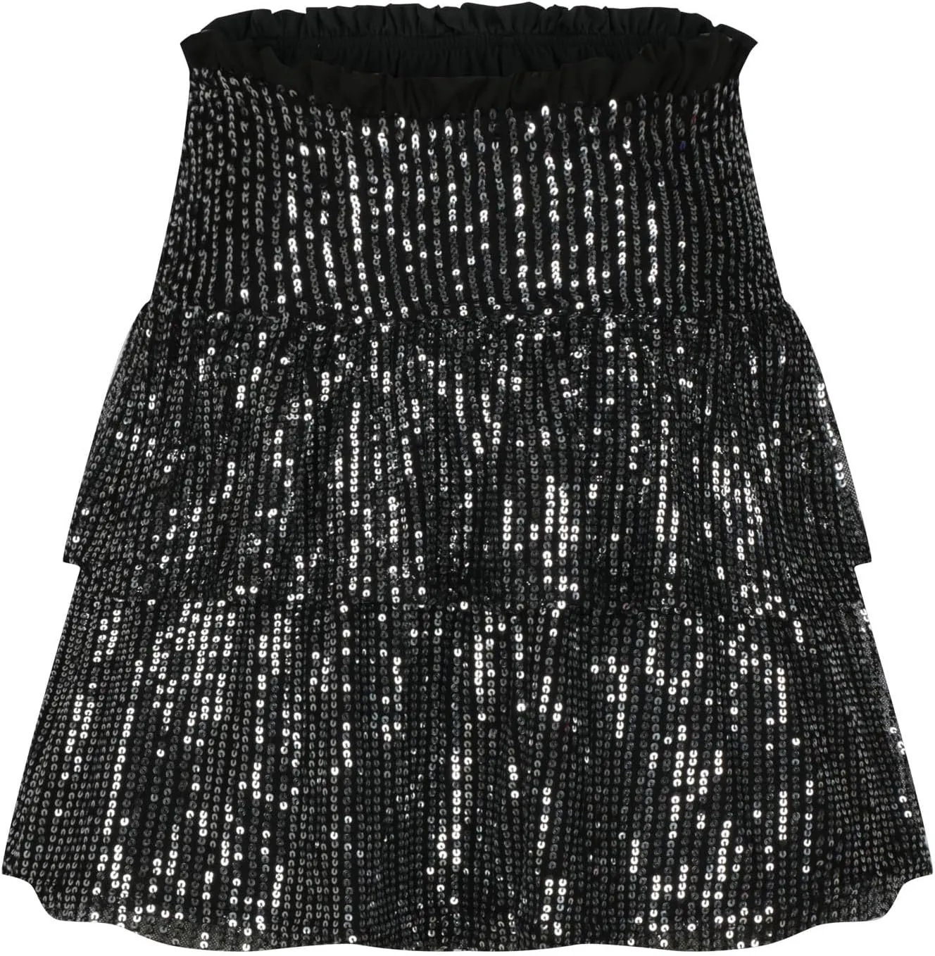 Summer Pleated Skirt for Women Sequin Invisible Zipper Short Skirt Solid Color Prom Party Casual Tiered Skirts