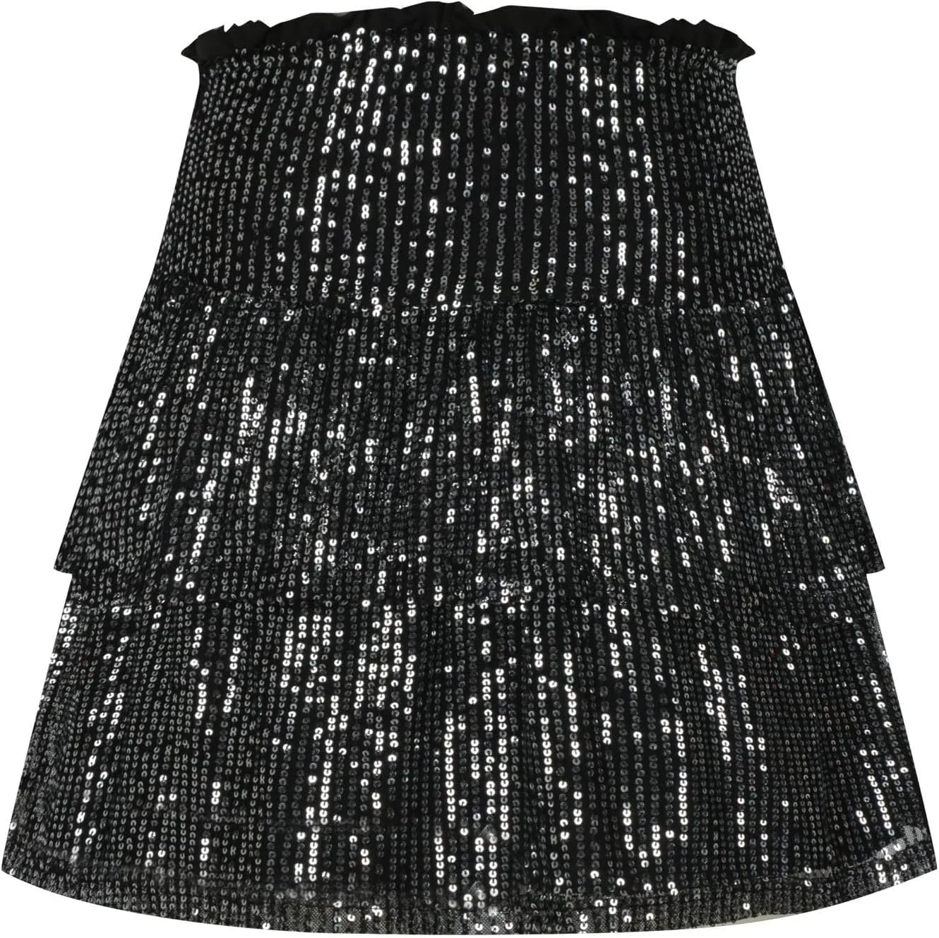 Summer Pleated Skirt for Women Sequin Invisible Zipper Short Skirt Solid Color Prom Party Casual Tiered Skirts