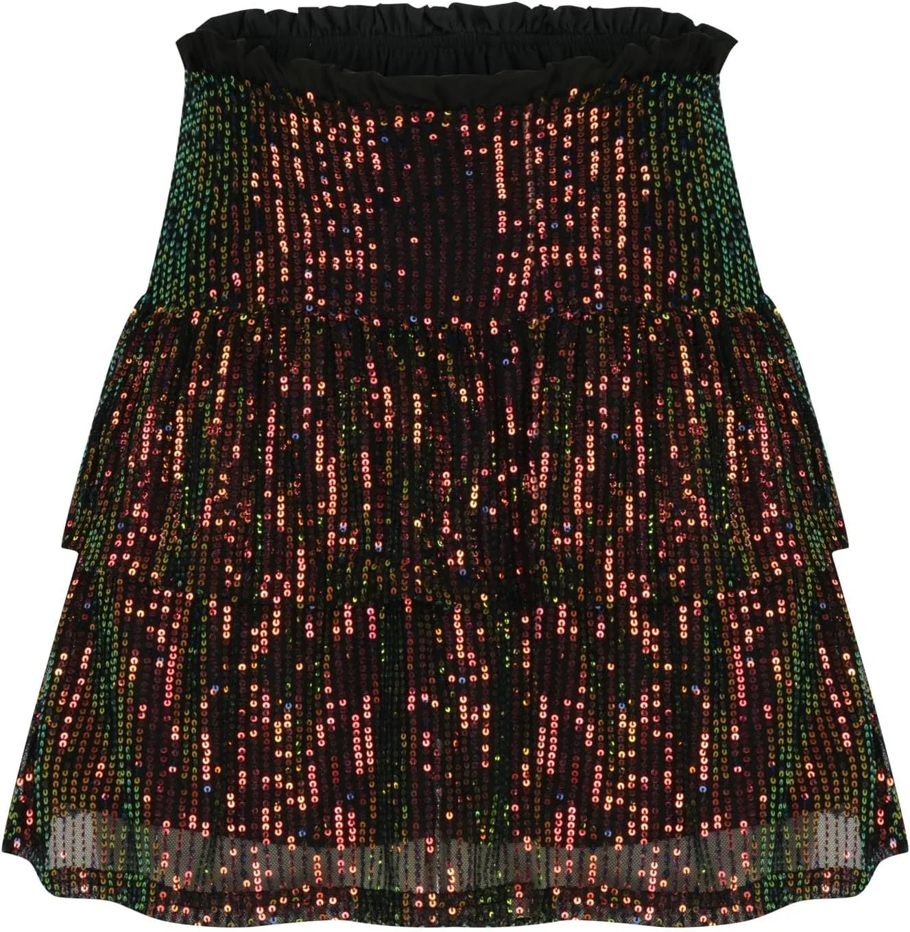 Summer Pleated Skirt for Women Sequin Invisible Zipper Short Skirt Solid Color Prom Party Casual Tiered Skirts