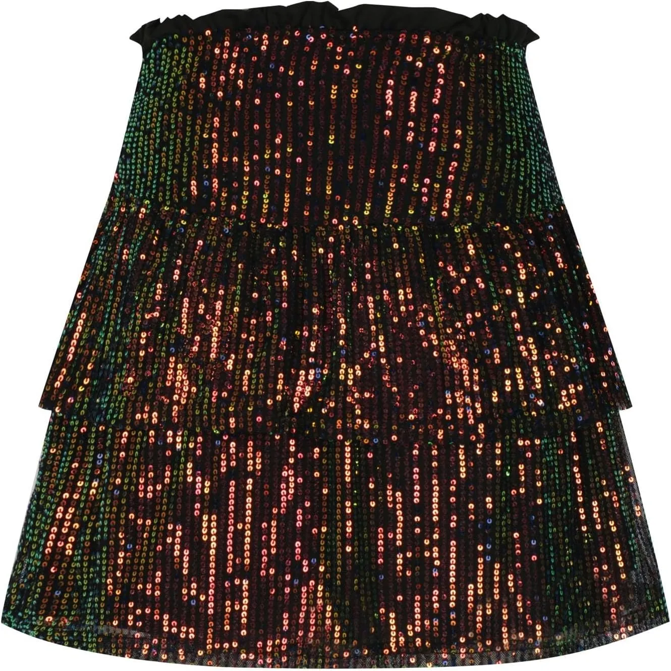 Summer Pleated Skirt for Women Sequin Invisible Zipper Short Skirt Solid Color Prom Party Casual Tiered Skirts