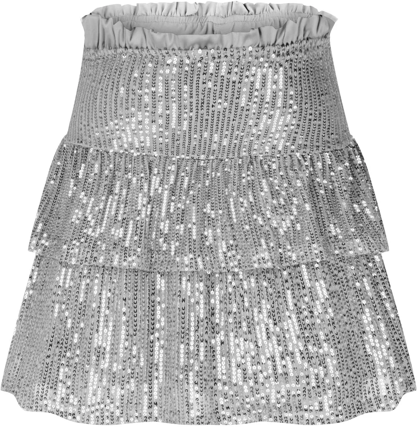 Summer Pleated Skirt for Women Sequin Invisible Zipper Short Skirt Solid Color Prom Party Casual Tiered Skirts