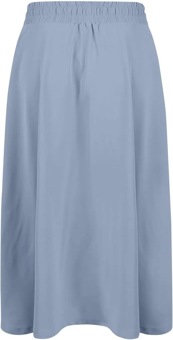 Summer Skirts for Women 2025 Midi Length Elastic High Waist Boho Floral Pleated A Line Skirts with Pockets Beach Coverups
