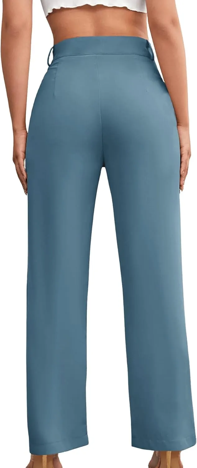 SweatyRocks Women's Elegant High Waist Solid Long Pants Office Trousers