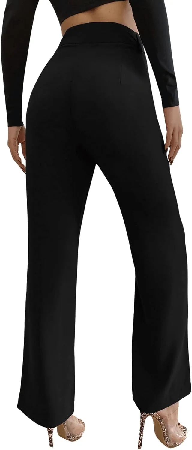 SweatyRocks Women's Elegant High Waist Solid Long Pants Office Trousers
