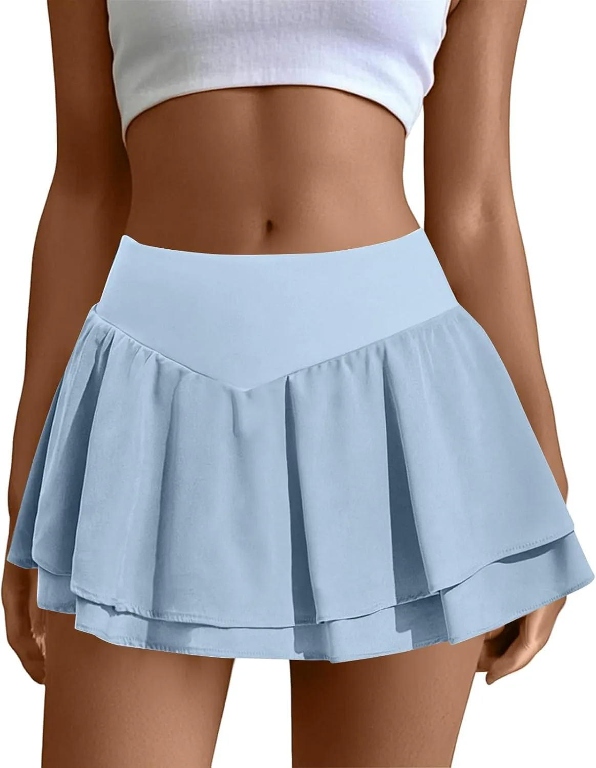Tennis Skirts for Women with Shorts Flowy High Waisted Athletic Skort with Pockets Tummy Control Pleated Golf Skirt