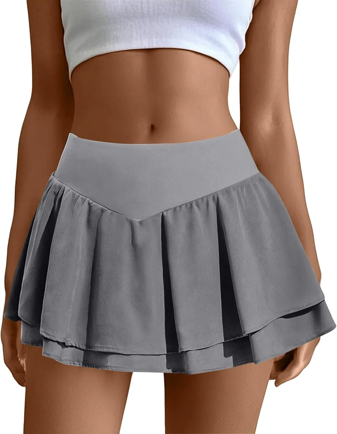 Tennis Skirts for Women with Shorts Flowy High Waisted Athletic Skort with Pockets Tummy Control Pleated Golf Skirt