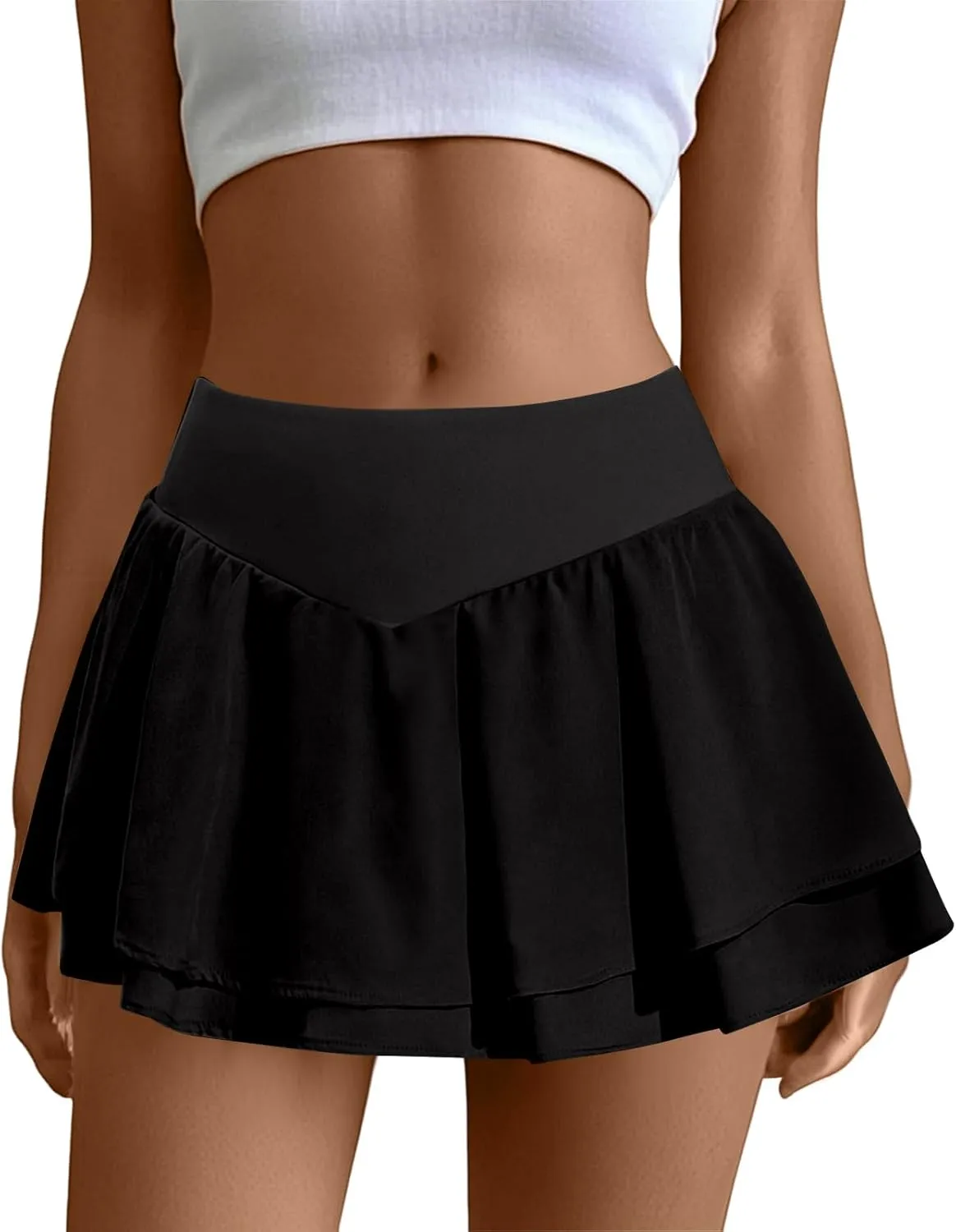 Tennis Skirts for Women with Shorts Flowy High Waisted Athletic Skort with Pockets Tummy Control Pleated Golf Skirt