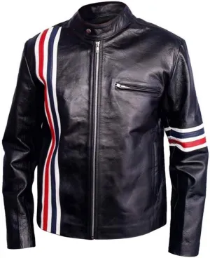 The Jasperz Easy Peter Fonda USA Flag Americn Star Rider Biker Synthetic Leather Jacket