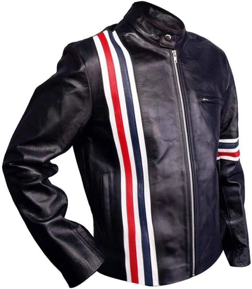 The Jasperz Easy Peter Fonda USA Flag Americn Star Rider Biker Synthetic Leather Jacket
