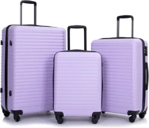 Travel Made Easy with 3-Piece Luggage Set, Lightweight ABS, Spinner Wheels, Lavender Purple