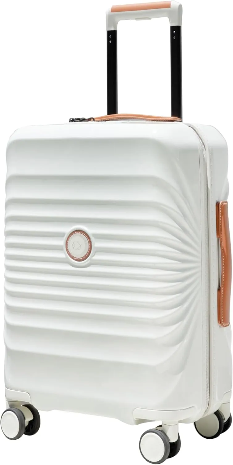 Travel Made Easy with Lightweight Suitcase, USB Port, Wheel Lock, and Spinner Wheels, Creamy