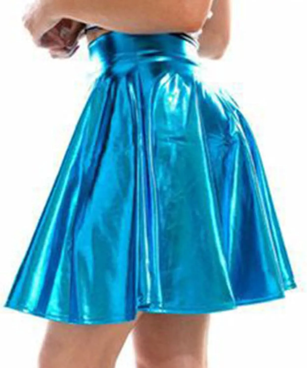 Trends Womens Mini Skirt Shiny Mini Pleated Flared Skater Skirts High Waist Metallic Skirt Athletic Tennis Dress