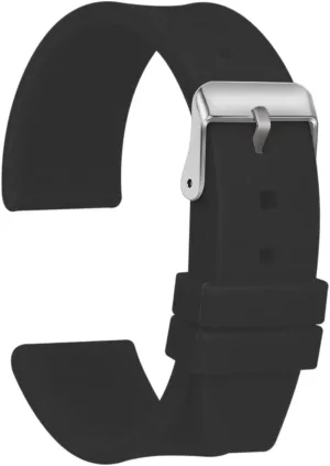 ULLCHRO Silicone Watch Strap Replacement Rubber Watch Band Waterproof Smooth Flexible Men Women - 16mm, 18mm, 20mm, 22mm, 24mm, 26mm, 28mm Watch Bracelet with Silver Buckle