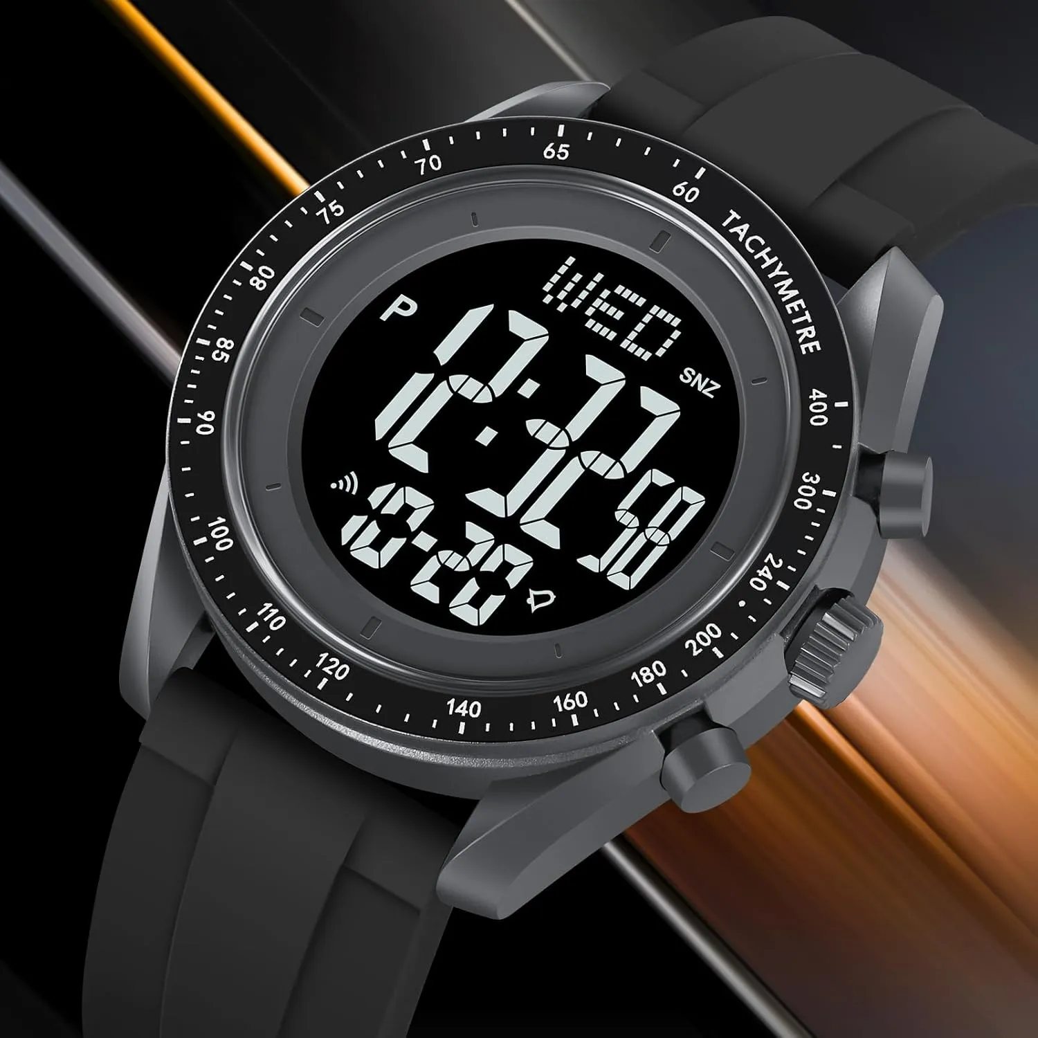 Ultra-Thin Digital Watch with Stopwatch Alarm Countdown Dual Time, Super Wide-Angle Display Digital Wrist Watches for Men Women
