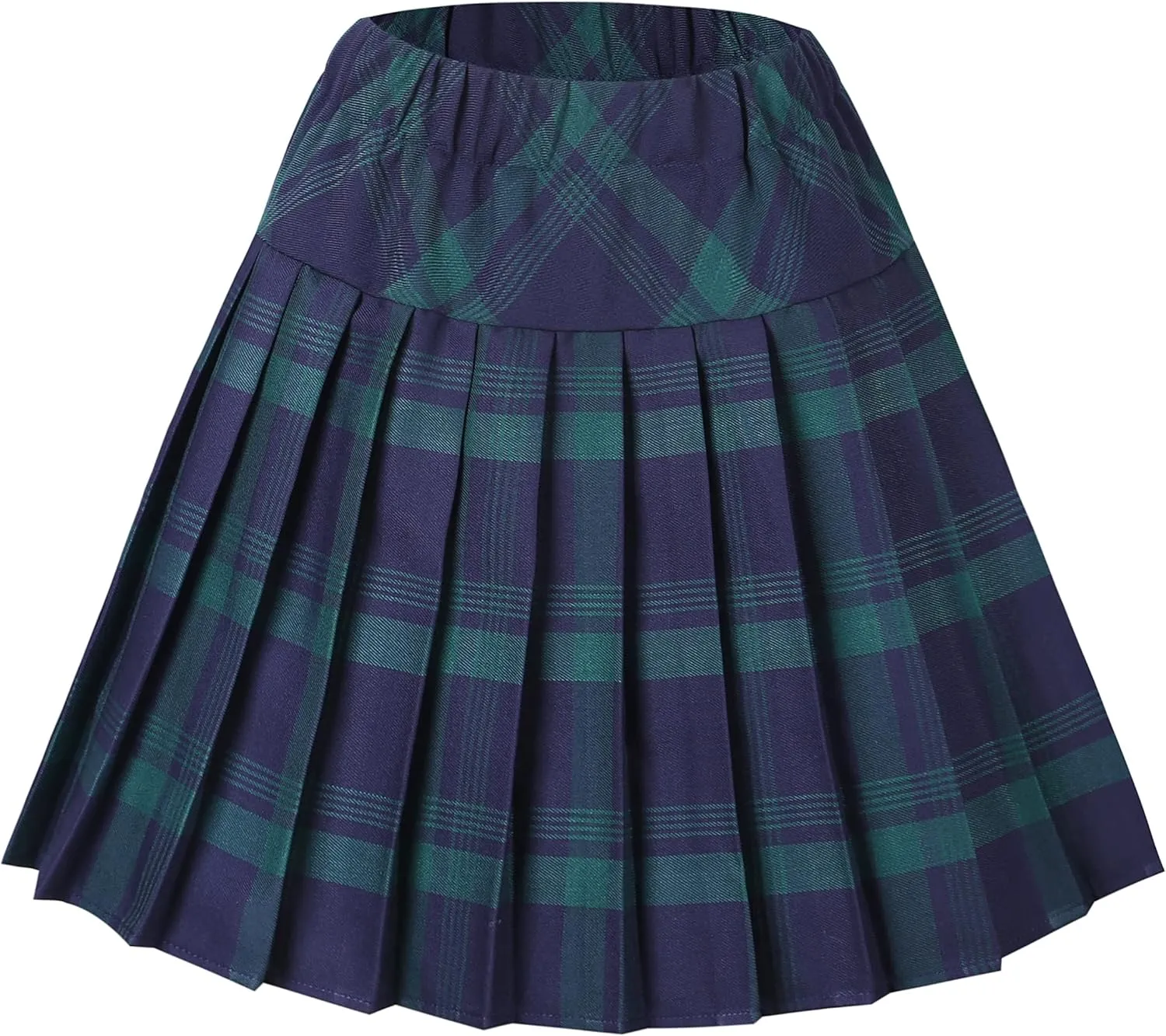 Urban CoCo Women's Elastic Waist Tartan Pleated School Skirt