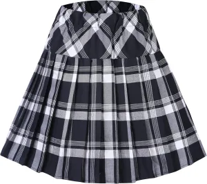 Urban CoCo Women's Elastic Waist Tartan Pleated School Skirt