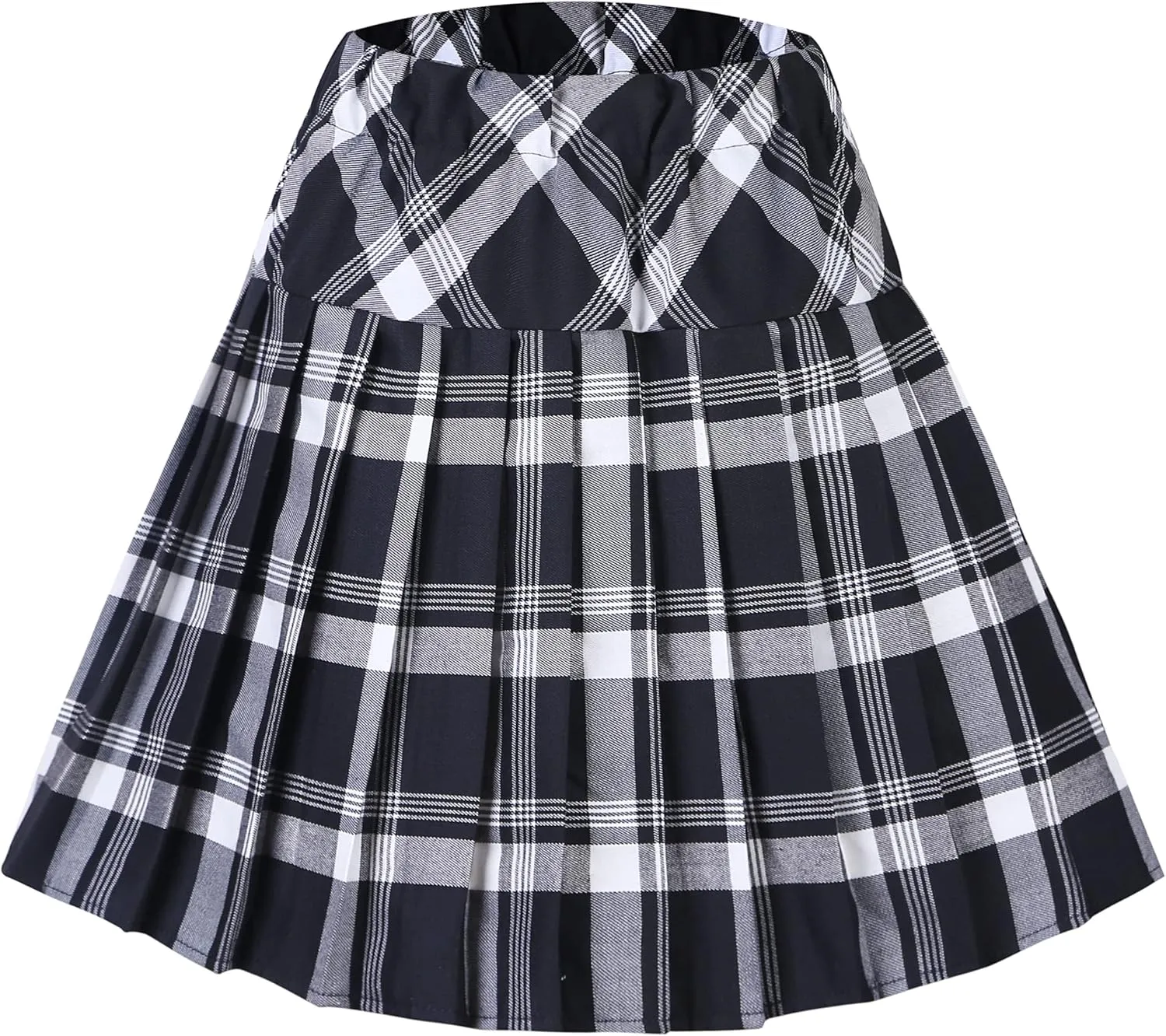 Urban CoCo Women's Elastic Waist Tartan Pleated School Skirt