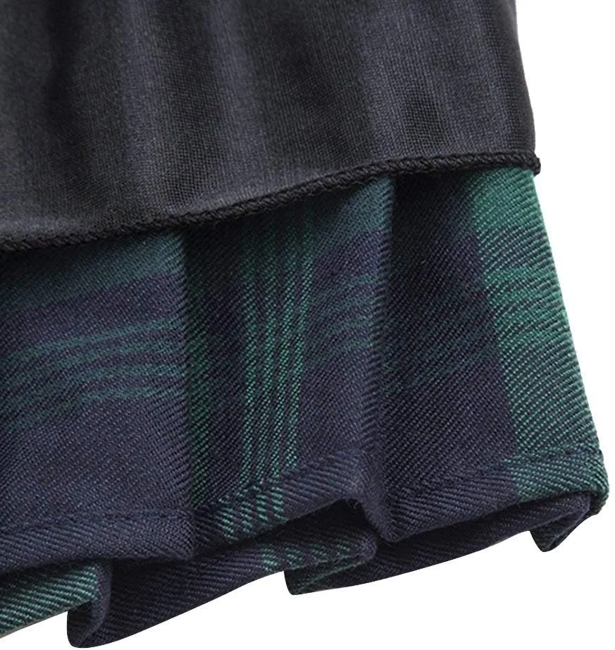 Urban CoCo Women's Elastic Waist Tartan Pleated School Skirt
