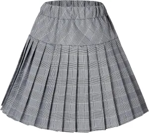 Urban CoCo Women's Elastic Waist Tartan Pleated School Skirt