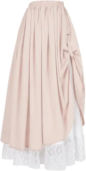 Victorian Renaissance Style Skirt Women's Long Skirt Double Layered Maxi Long Skirt