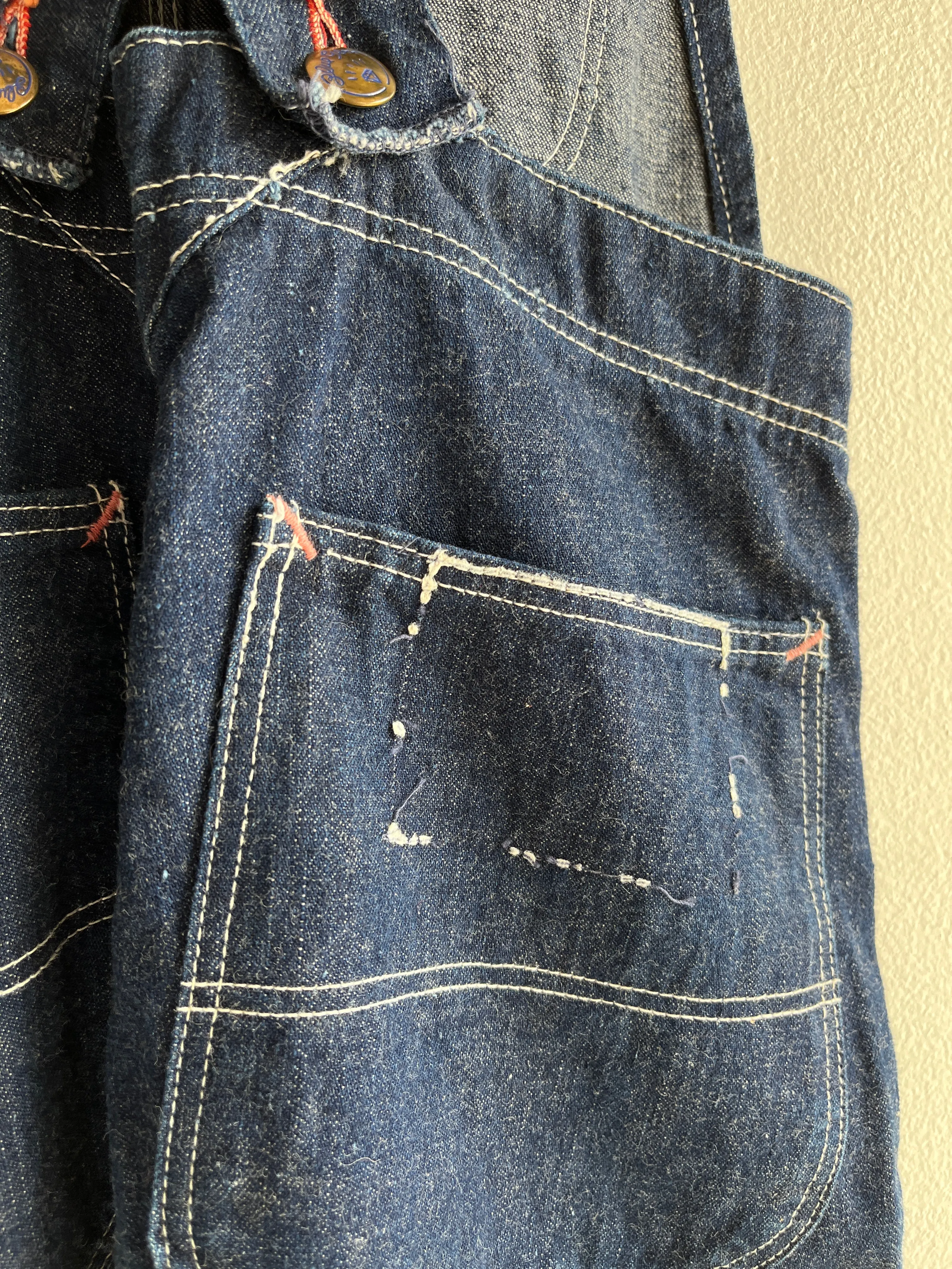 Vintage 1940/50s Blue Gem Lowback Denim Overalls