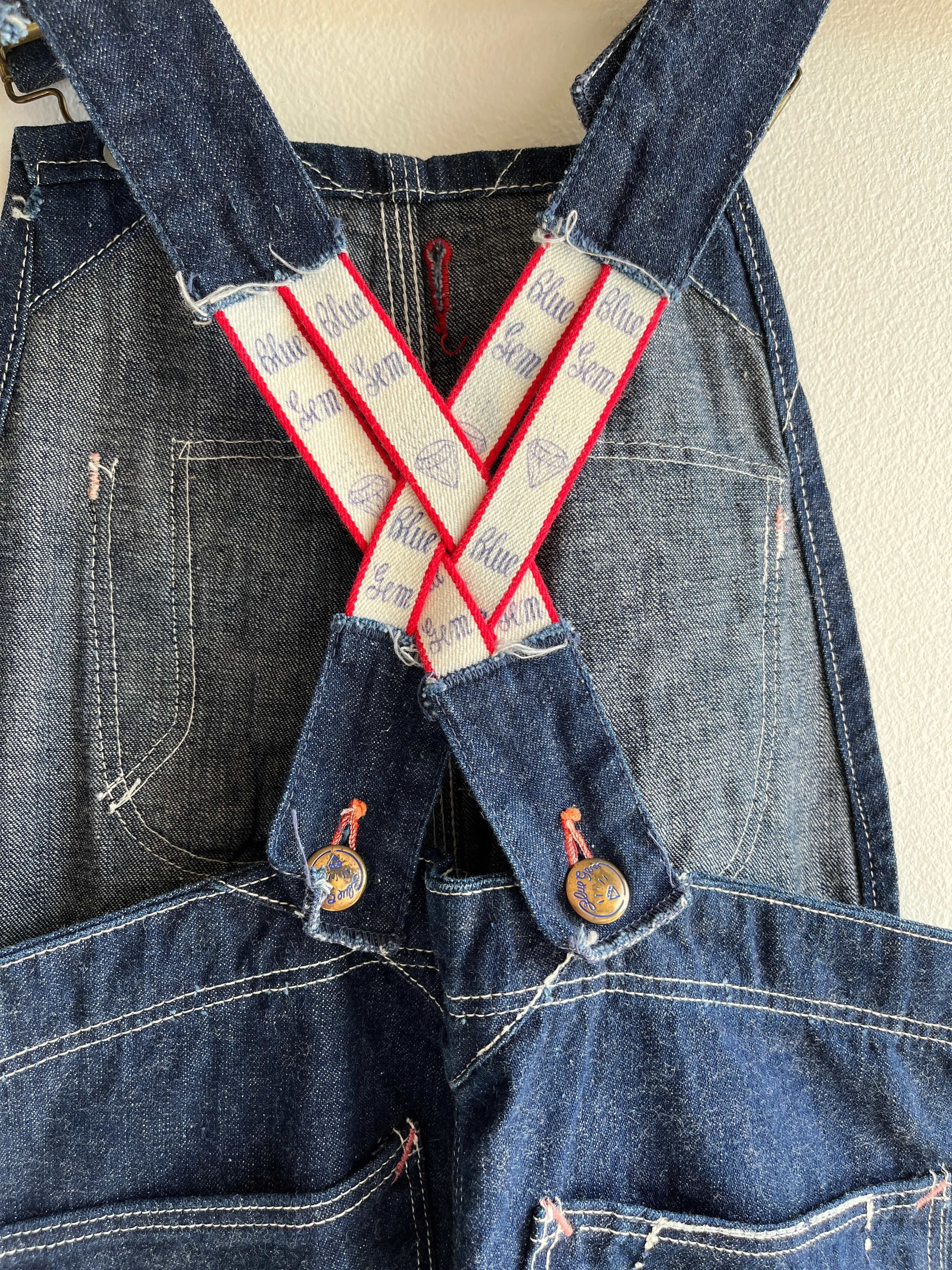 Vintage 1940/50s Blue Gem Lowback Denim Overalls