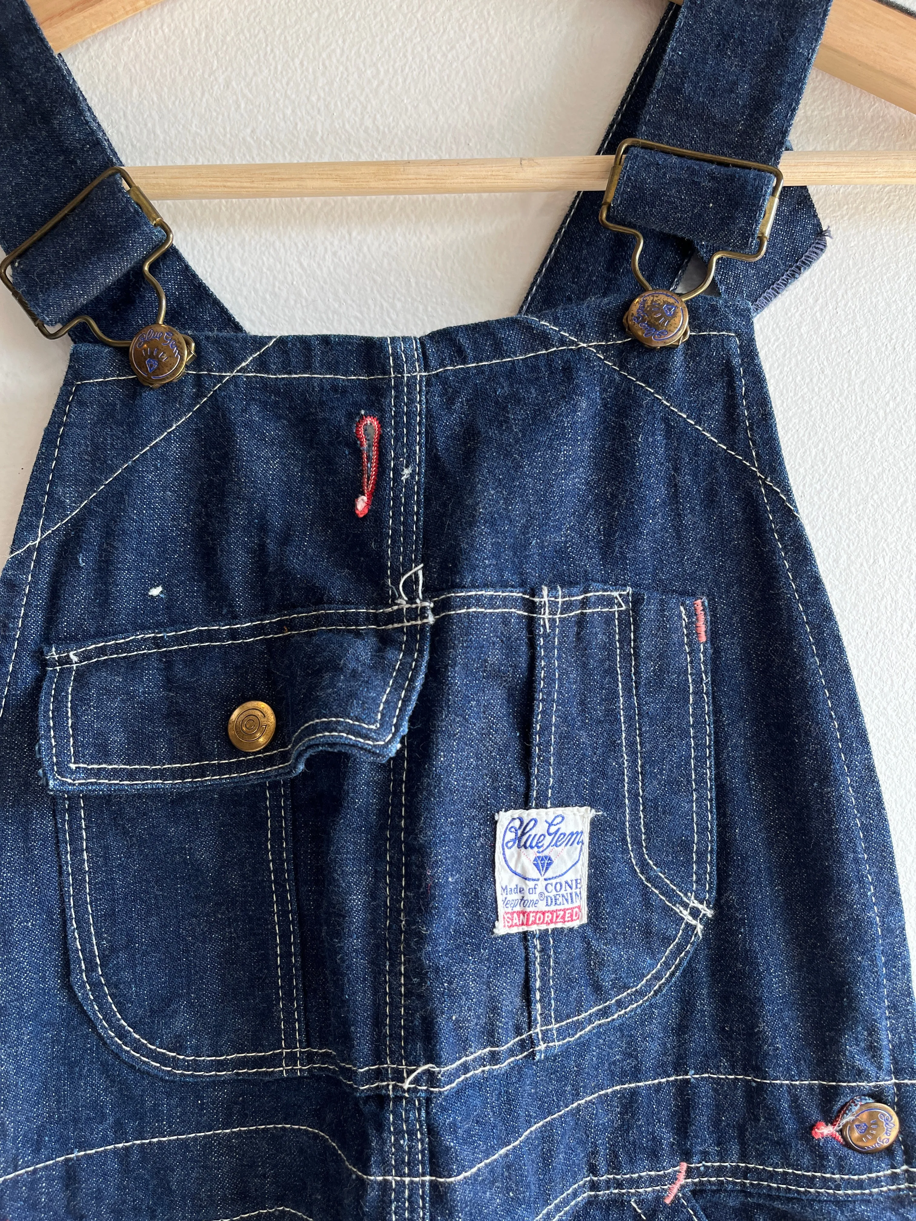 Vintage 1940/50s Blue Gem Lowback Denim Overalls