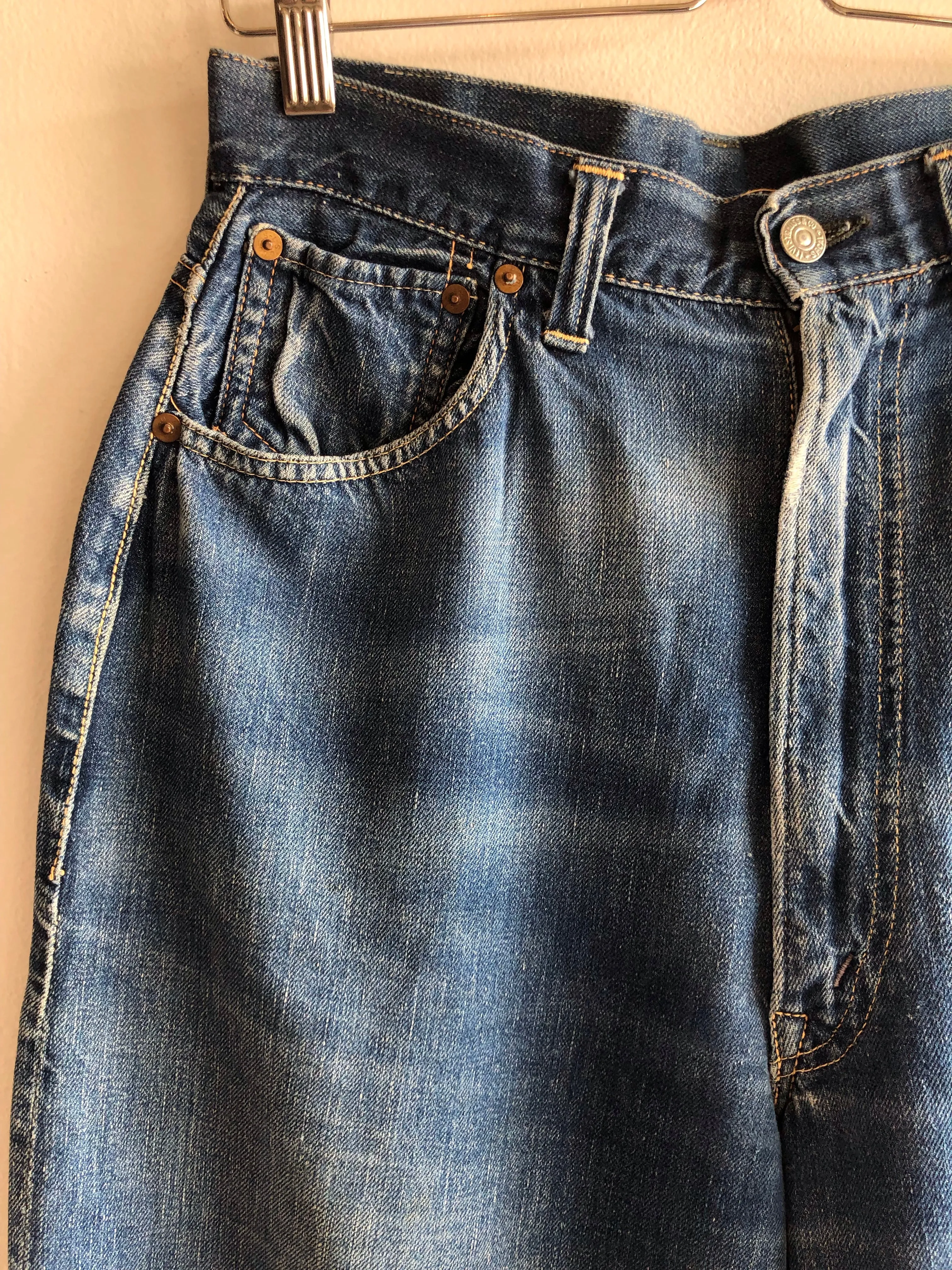 Vintage 1950s Levis Big E 701 Hidden Rivet Selvedge Denim Jeans