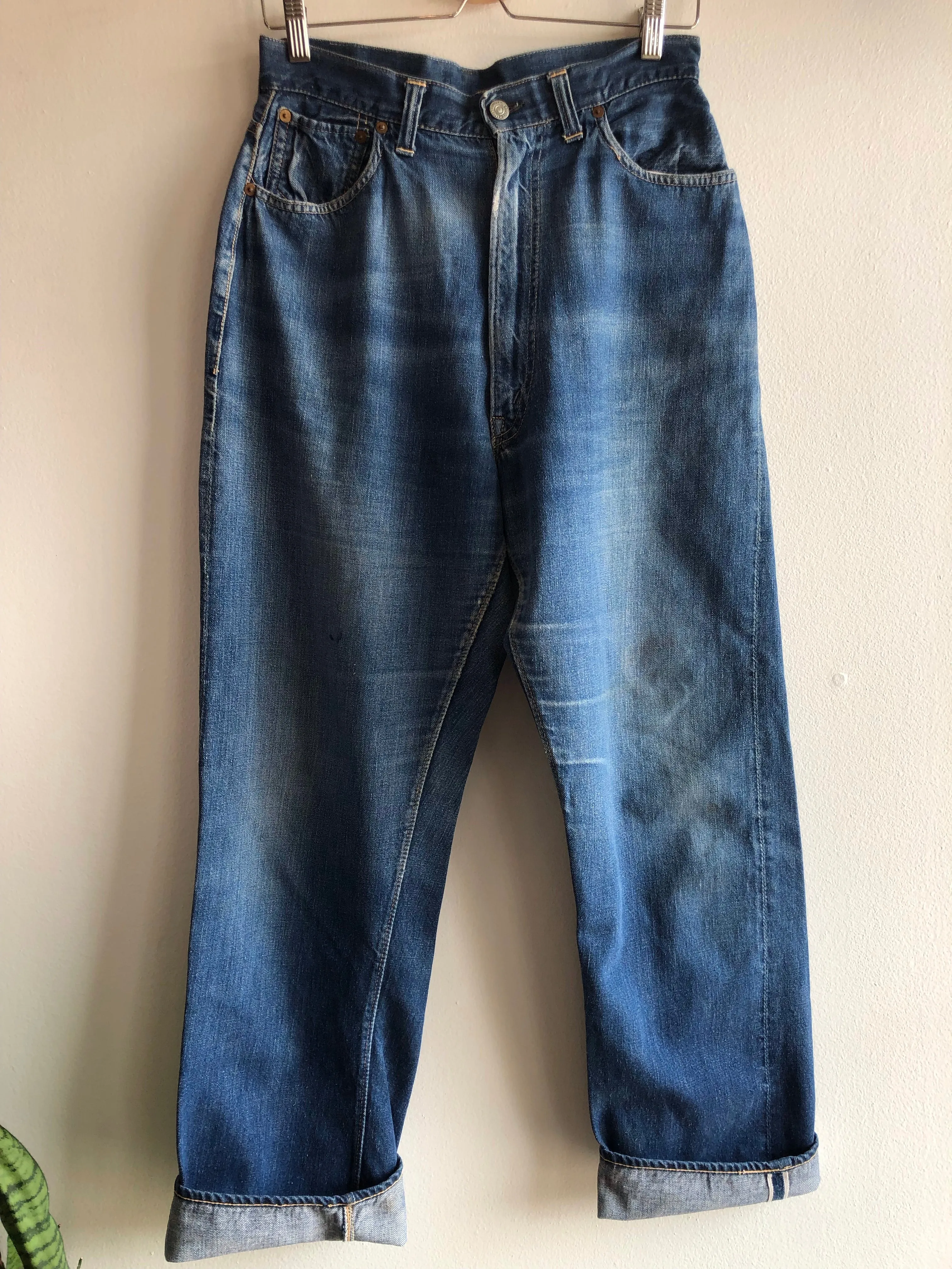 Vintage 1950s Levis Big E 701 Hidden Rivet Selvedge Denim Jeans